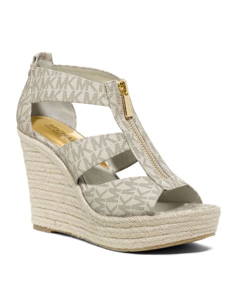 michael kors damita leather sandal|Damita Linen Wedge .